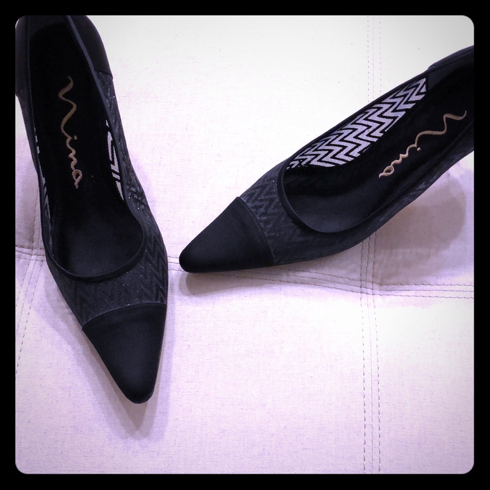 Nina dressy black pointed mid heel
